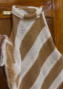 Striped Boho Poncho with Fringe