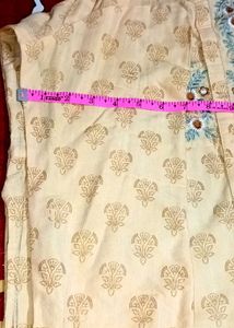 Flower Thread Design Kurti Im Light Yellow Colour