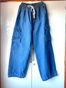 Baggy Denim Cargo Pants