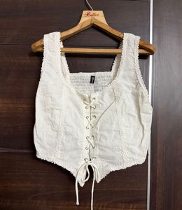 Corset Inspired Lace Up Crop Top
