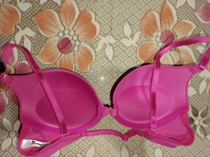 Pink Padded Push-up Bra with open front.