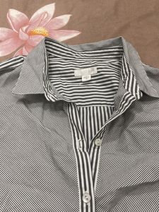Striped Mixed Media Tunic Top