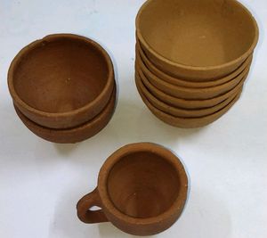 Mud Dinner set 14 pic Large container Mutka cups