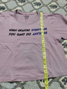 Lilac Crop Tee with Slogan