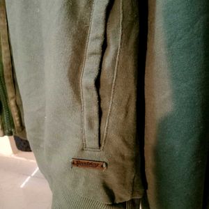 Green Cropped Zip-Up Hoodie