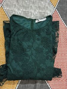 Lace Bell Sleeve Peplum Top
