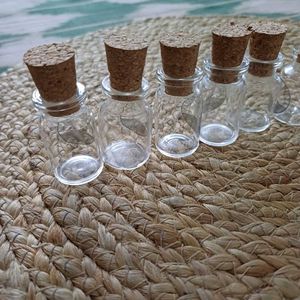 Set Of 10, 10 ml Glass Bottles With Cork