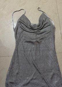 MANGO Knitted Cowl Neck Dress