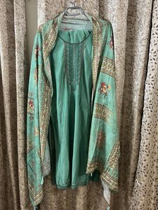 Teal Embroidered Pant Kameez