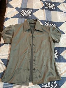 Green Button-Up Top