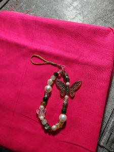 Green Butterfly Beaded Phone Charm