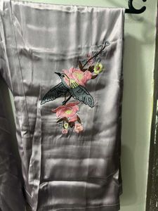 Embroidered Satin Pajama Set