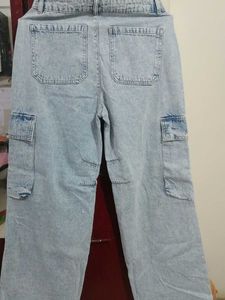 Light Wash Denim Cargo Pants