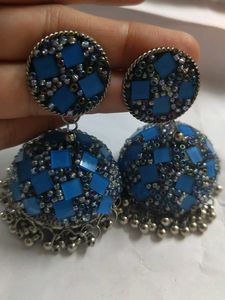Blue Jhumka Earrings