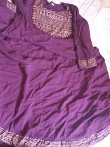 Brown with gold print Anarkali kurti