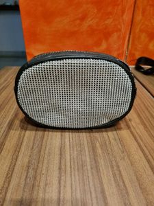 H&M OVAL WAIST BAG FANNY POUCH BLING BLACK SILVER