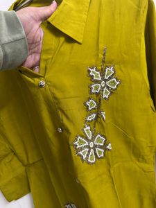 Olive Green Floral Top