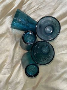 Blue Textured Drinking Glasses set of 5