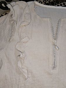 White Textured Top with Details