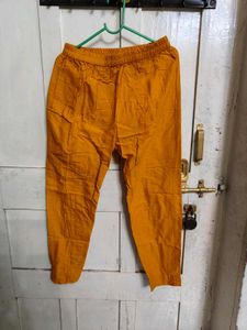 Khadi Cotton Mustard Trouser For Daily Wear