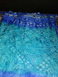 Blue Bandhani Saree