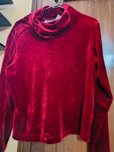 Imported Turtleneck Red Velvet Top