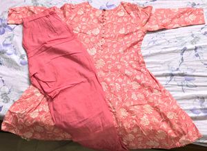 Peach Floral Kurta Set