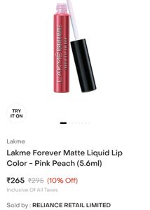 Lakme Forever Matte Lipstick (Mauve Party) + Free Lipstick