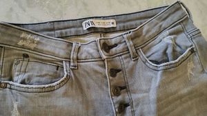 ZARA ripped Jeans Grey