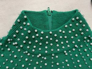Green Beaded Turtleneck Sweater