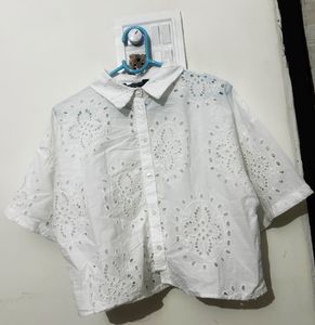 White Cropped Shirt
