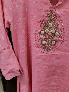 Embroidered Pink Kurti