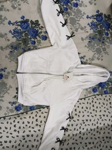 White Hoodie with Bow Detail
