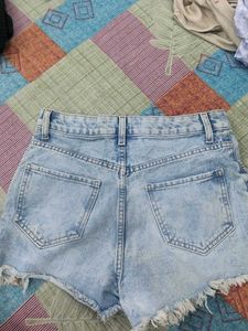 Distressed Denim High-Waisted Shorts