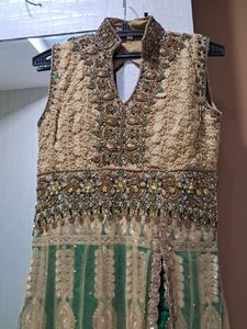 Elegant Green &amp; Gold Anarkali