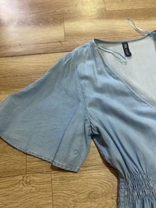 Light Wash Denim Button-Down Midi Dress