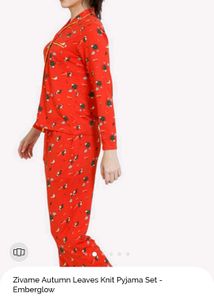 Red Patterned Zivame Pajama Set