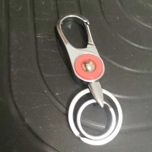 Silver & Red Keychain