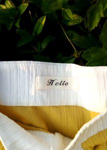 Korean Cute Yellow &amp; White Puff Sleeve Top