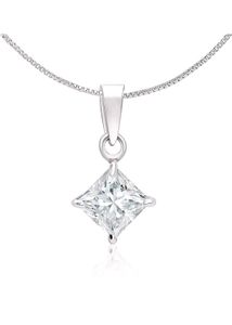 Sterling silver Round Cut Shape Solitaire Pendant with Box Chain | Pendants to Gift Womens | Silver Chain With Certificate of Authenticity and 925 Stamp