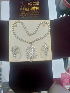 White Pearl Necklace With Pair Of Earings.