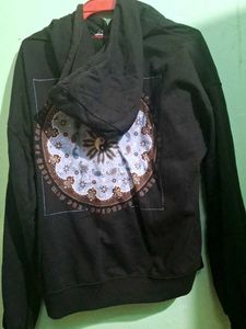 Black Hoodie with Floral Yin Yang