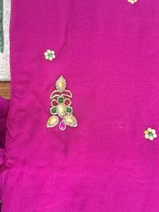 RANI pink full HANDWORK saree With Heavy blouse