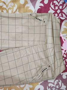 Beige Plaid Trousers