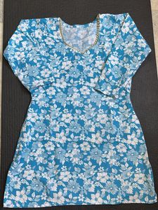 Blue Floral Print Tunic Top