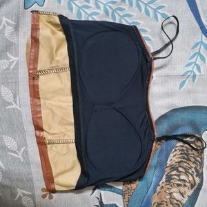 Brown Faux Leather Crop Top