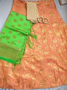 Green Banarasi Silk chaniya choli