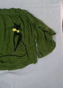 Olive Green Cat Print Top