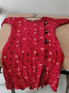 Red Printed Casual Dress