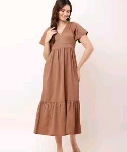 Elegant Brown Midi Dress